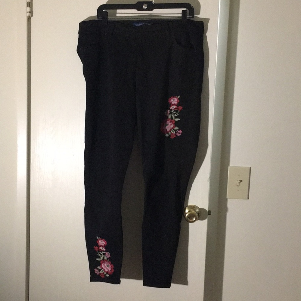Black Embroidered Jeans